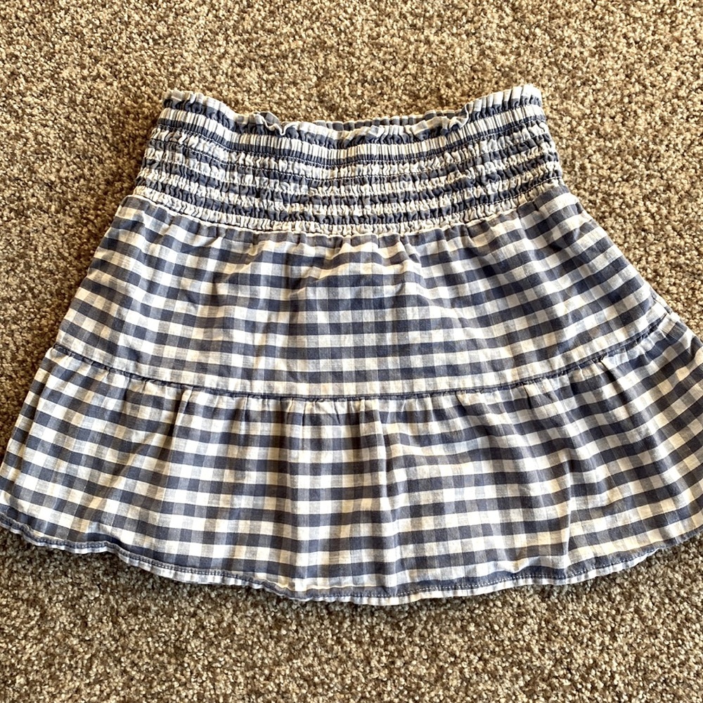 Adorable Girls blue checked flounce skirt size 7/8